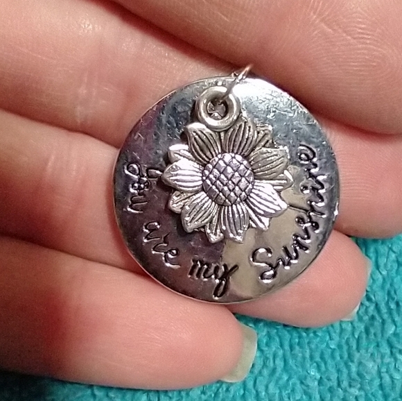 Silvertone Sunflower Pendant You Are My Sunshine - Picture 7 of 7